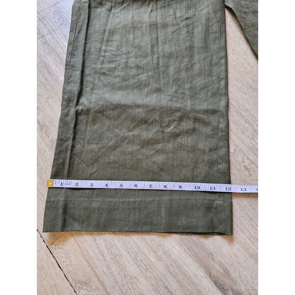J Jill Pants Womens M Green High Rise Paper Bag Waist Linen Blend Wide Leg Crop - Picture 5 of 7